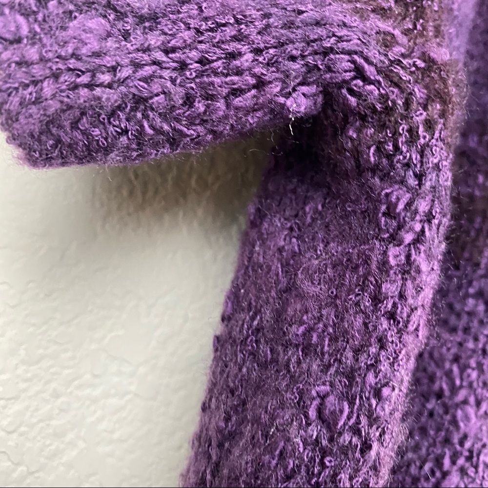 CATO Purple Oversized Cowl Neck Fringe Sweater LARGE Belted Tunic Boho Chic F85 - Picture 5 of 14